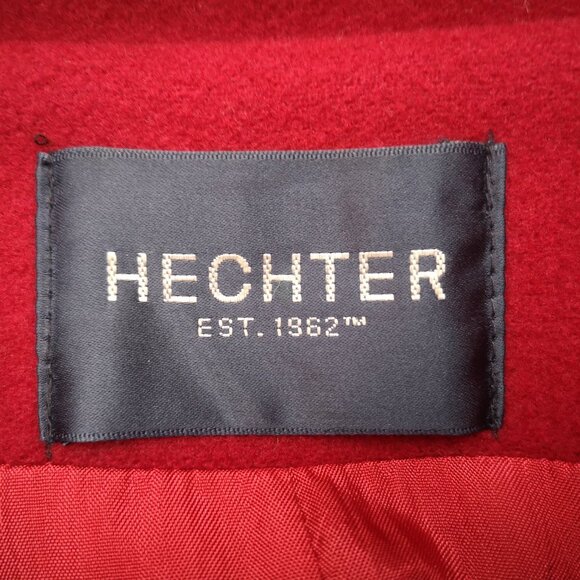 Hechter Ladies Size 14 Red Lined Wool/Cashmere Blend Button Front Pea Coat - Picture 3 of 9